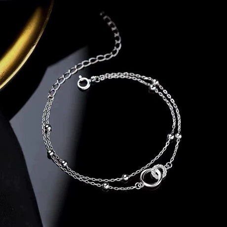 Women's Double-Layer Möbius Loop & Bead Bracelet (2024 New Style) – Exquisite, Niche, Affordable Luxury Double-Ring Design – Perfect Birthday Gift