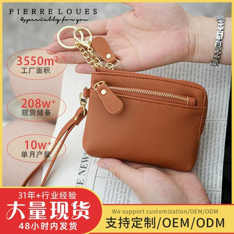 Stylish, premium-feel compact wallet; new cross-border model featuring multiple card slots, a keychain, and a portable mini design—perfect as a coin purse.