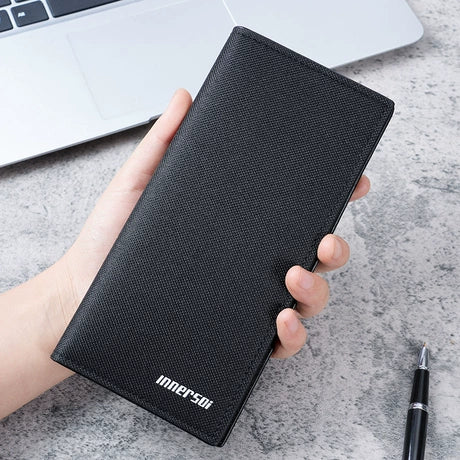 Men's Long, Ultra-Slim Korean-Style Wallet – Stylish, Minimalist Design with Snap Closure (Suitable for Students and Young Men; Dropshipping Available)