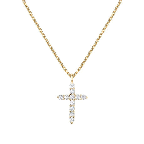 S925 Sterling Silver Fully Paved Cross Necklace/Choker – American Hip-Hop Style, Versatile, Unique Niche Design