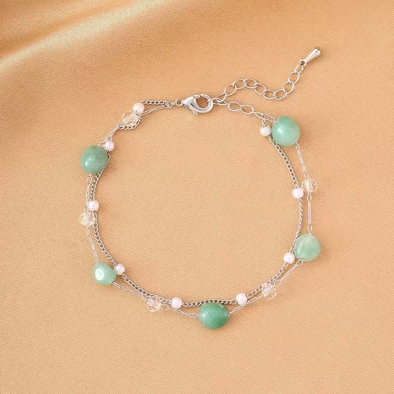 New double-layer pearl beaded bracelet for women—a fresh, sweet, and stylish accessory featuring a Japanese-Korean aesthetic.