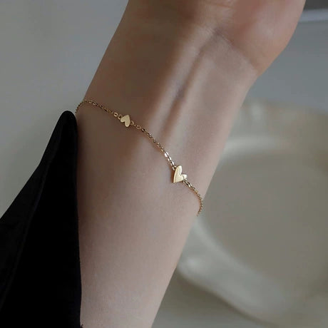Yunyao Titanium Steel Non-Fadng Heart-Link Bracelet for Women – Korean Style, Minimalist & Trendy – Cross-Border Wholesale – Gift for Girlfriend