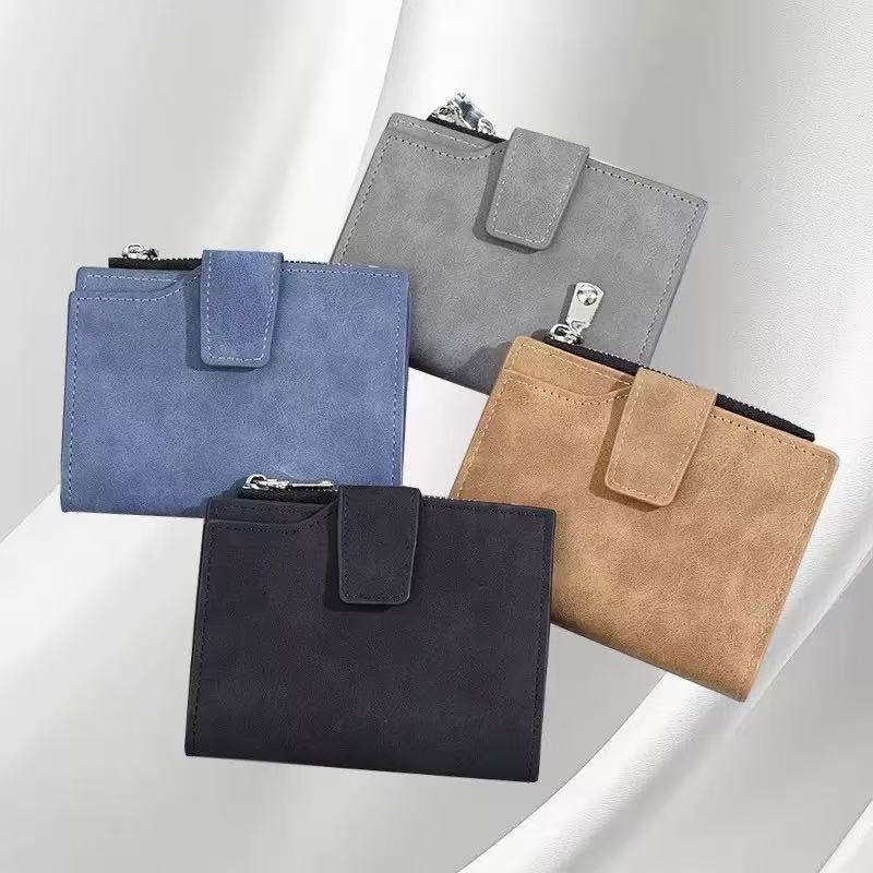 New Women's Short Zip-Around Wallet – Korean-Style Versatile Coin Purse & Multi-Slot Snap Card Holder